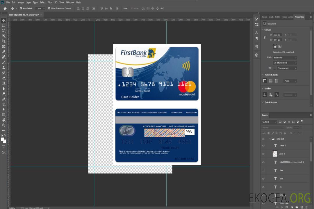 Carte master du Nigéria FirstBank template Carte master du Nigéria FirstBank template